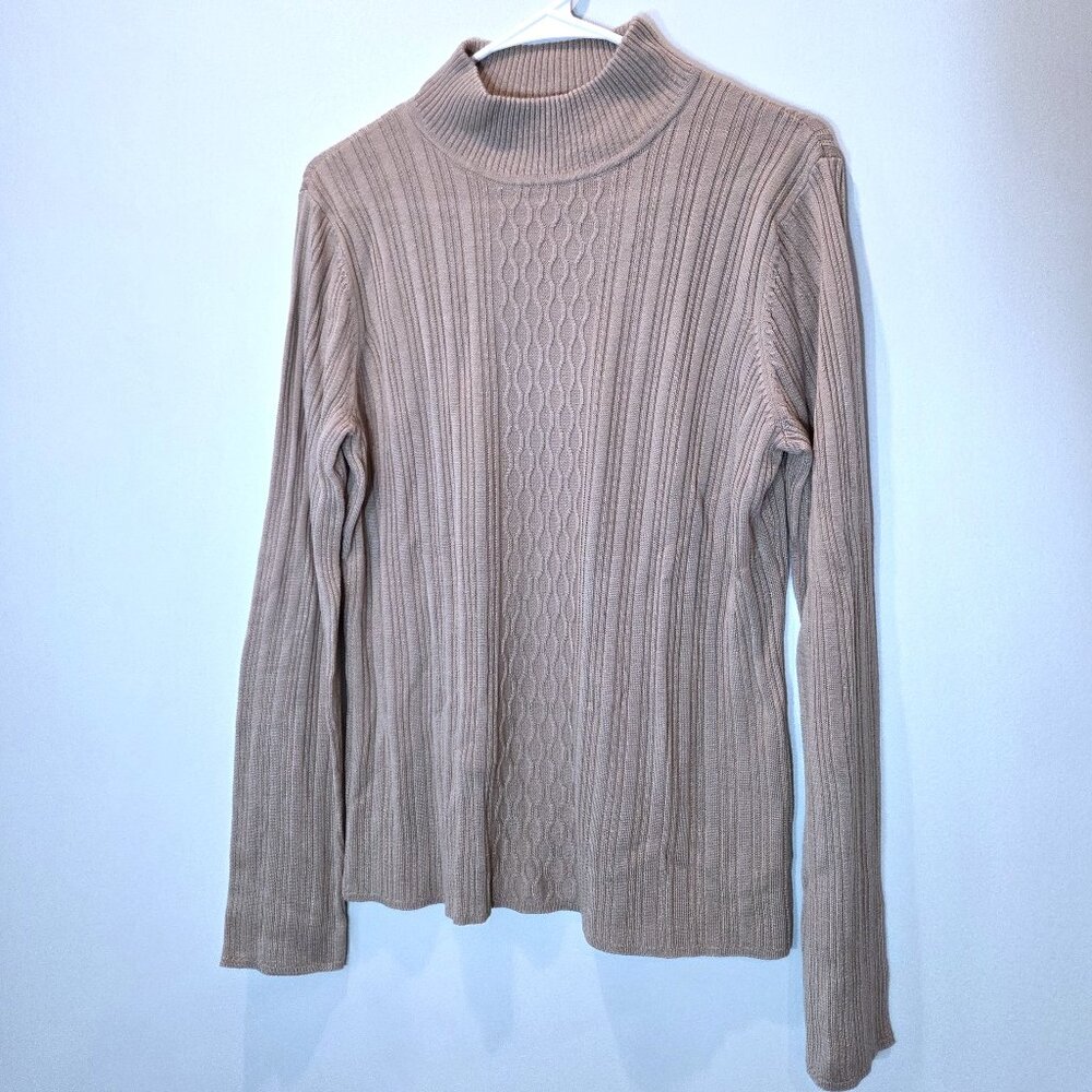 Croft & Barrow Beige Mock Turtleneck Sweater Size L